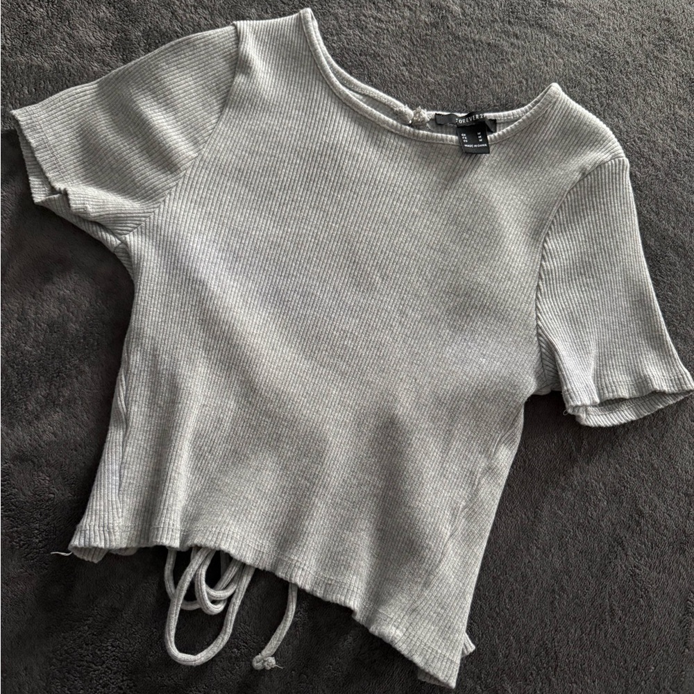Forever 21 Light Gray Ribbed Crop Top